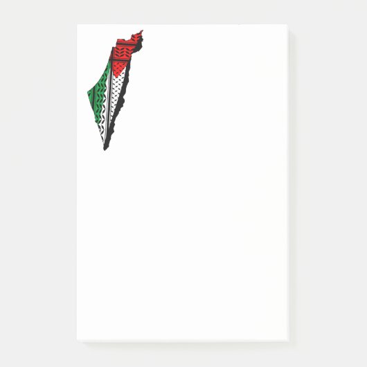Palestina kaart met vlag en Keffiyeg patroon Post-it® Notes (Voorkant)