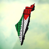 Palestina kaart met vlag en Keffiyeg patroon Raamsticker (Vel 3)