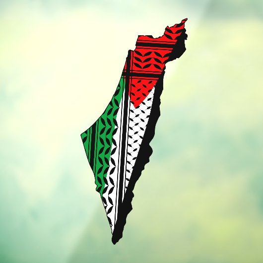 Palestina kaart met vlag en Keffiyeg patroon Raamsticker (Vel 3)