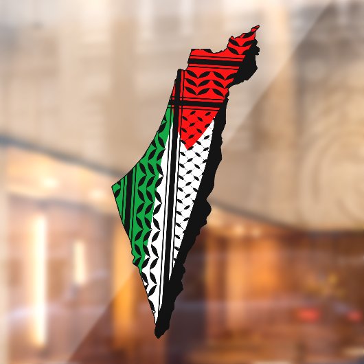Palestina kaart met vlag en Keffiyeg patroon Raamsticker (Vel 2)