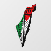 Palestina kaart met vlag en Keffiyeg patroon Raamsticker (Vel)