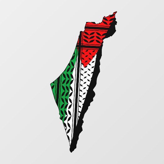 Palestina kaart met vlag en Keffiyeg patroon Raamsticker (Vel)