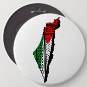 Palestina kaart met vlag en Keffiyeg patroon Ronde Button 6,0 Cm (Voorkant /achterkant)