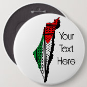 Palestina kaart met vlag en Keffiyeg patroon Ronde Button 6,0 Cm (Voorkant /achterkant)