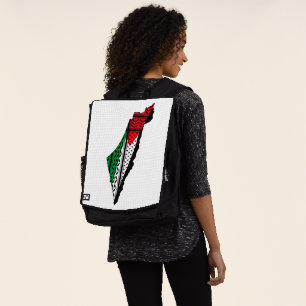 Palestina kaart met vlag en Keffiyeg patroon Rugtassen