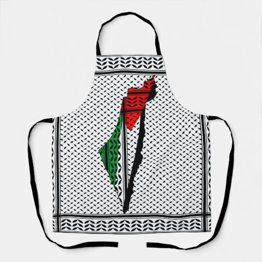 Palestina kaart met vlag en Keffiyeg patroon Schort (Voorkant)