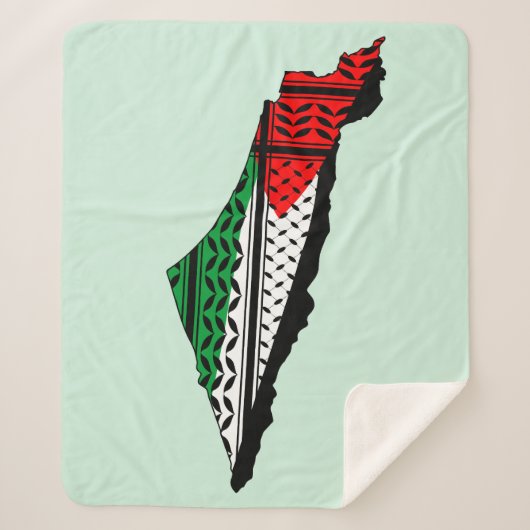 Palestina kaart met vlag en Keffiyeg patroon Sherpa Deken (Voorkant)
