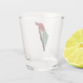 Palestina kaart met vlag en Keffiyeg patroon Shot Glas (Achterkant)