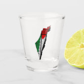 Palestina kaart met vlag en Keffiyeg patroon Shot Glas (Voorkant)