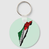 Palestina kaart met vlag en Keffiyeg patroon Sleutelhanger (Voorkant)