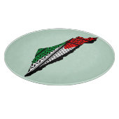 Palestina kaart met vlag en Keffiyeg patroon Snijplank (Hoek)