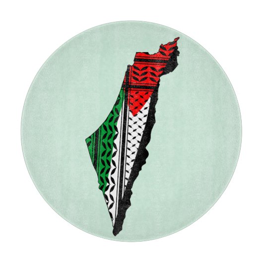 Palestina kaart met vlag en Keffiyeg patroon Snijplank (Voorkant)