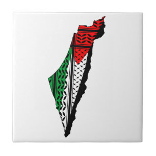 Palestina kaart met vlag en Keffiyeg patroon Tegeltje
