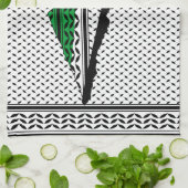 Palestina kaart met vlag en Keffiyeg patroon Theedoek (Gevouwen)