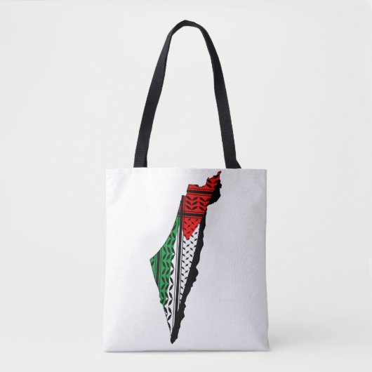 Palestina kaart met vlag en Keffiyeg patroon Tote Bag (Voorkant)