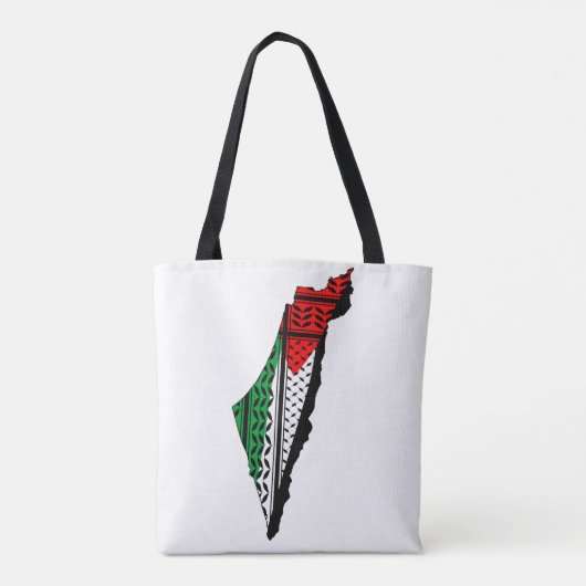 Palestina kaart met vlag en Keffiyeg patroon Tote Bag (Achterkant)