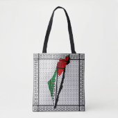Palestina kaart met vlag en Keffiyeg patroon Tote Bag (Voorkant)