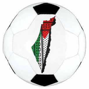 Palestina kaart met vlag en Keffiyeg patroon Voetbal