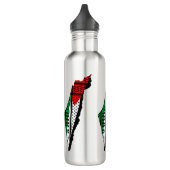 Palestina kaart met vlag en Keffiyeg patroon Waterfles (Links)