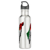 Palestina kaart met vlag en Keffiyeg patroon Waterfles (Achterkant)