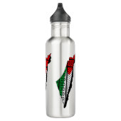 Palestina kaart met vlag en Keffiyeg patroon Waterfles (Rechts)