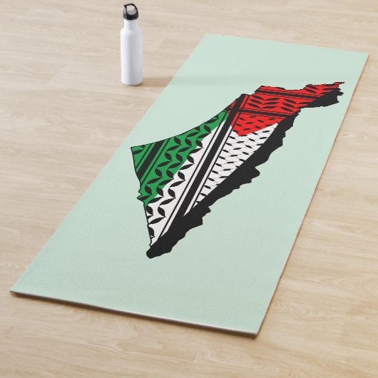 Palestina kaart met vlag en Keffiyeg patroon Yogamat (In situ)