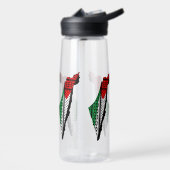 Palestina kaart met vlag en Keffiyeh patroon Waterfles (Links)