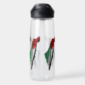 Palestina kaart met vlag en Keffiyeh patroon Waterfles (Achterkant)