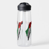 Palestina kaart met vlag en Keffiyeh patroon Waterfles (Voorkant)