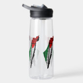 Palestina kaart met vlag en Keffiyeh patroon Waterfles (Rechts)