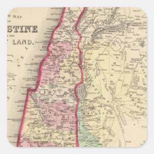 Palestina, kaart van Jeruzalem door Mitchell Vierkante Sticker