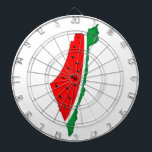 Palestina Kaart Watermeloen Symbool van de vrijhei Dartbord<br><div class="desc">Palestina kaart gevuld met Watermeloen,  symbool van vrijheid,  dezelfde kleuren van de Palestijnse kaart die de illegale bezetters van dit prachtige land hebben verboden. De Watermeloen brengt het lijden van het Palestijnse volk tot uitdrukking. Ik sta achter Palestina. Palestina zal vrij zijn</div>