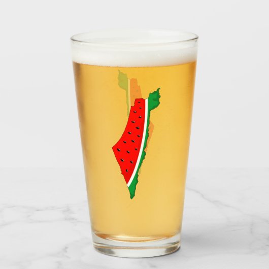 Palestina Kaart Watermeloen Symbool van de vrijhei Glas (Voorkant gevuld)