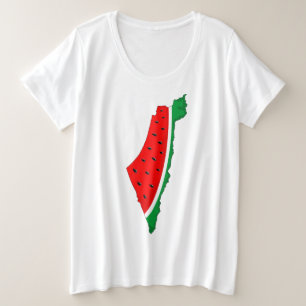 Palestina Kaart Watermeloen Symbool van de vrijhei Grote Maat T-shirt