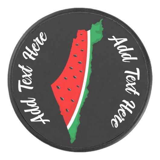 Palestina Kaart Watermeloen Symbool van de vrijhei Hockey Puck (Voorkant)