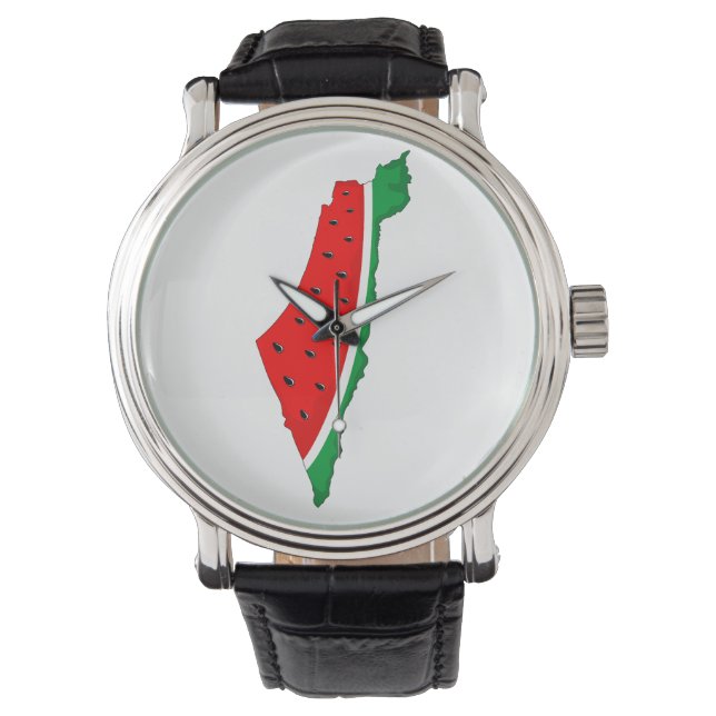 Palestina Kaart Watermeloen Symbool van de vrijhei Horloge (Voorkant)