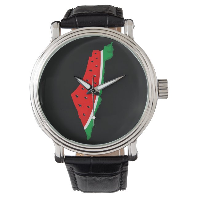 Palestina Kaart Watermeloen Symbool van de vrijhei Horloge (Voorkant)