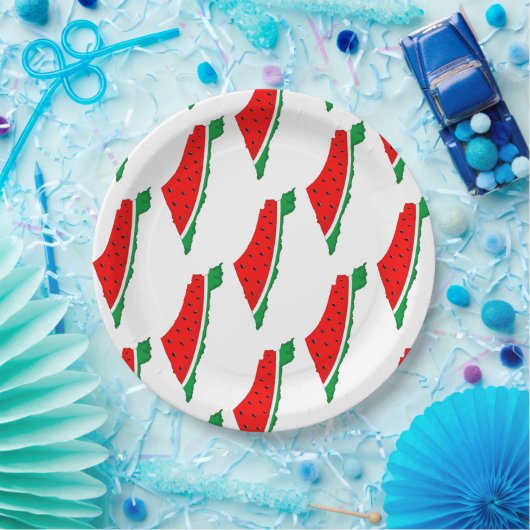 Palestina Kaart Watermeloen Symbool van de vrijhei Papieren Bordje (Feest)