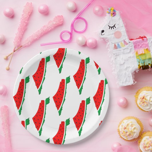 Palestina Kaart Watermeloen Symbool van de vrijhei Papieren Bordje (Feest)