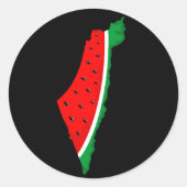 Palestina Kaart Watermeloen Symbool van de vrijhei Ronde Sticker (Voorkant)