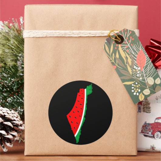 Palestina Kaart Watermeloen Symbool van de vrijhei Ronde Sticker (Feestdagen)