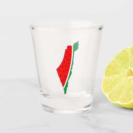 Palestina Kaart Watermeloen Symbool van de vrijhei Shot Glas (Voorkant)