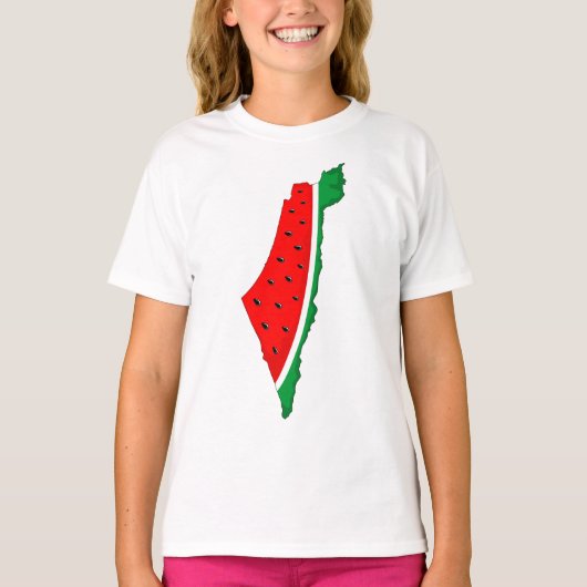 Palestina Kaart Watermeloen Symbool van de vrijhei T-shirt (Voorkant)