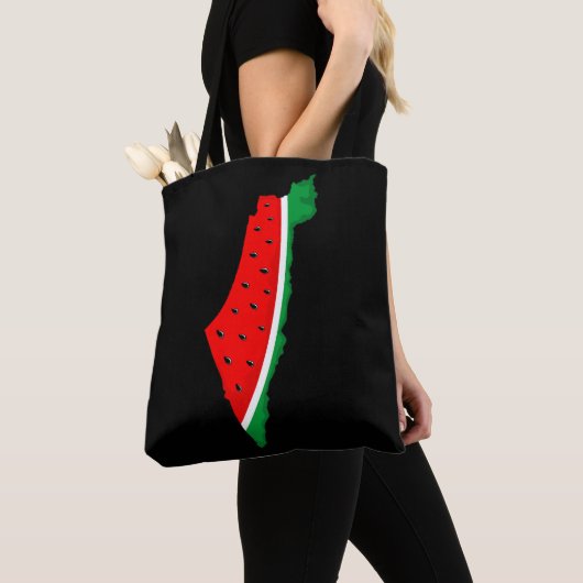 Palestina Kaart Watermeloen Symbool van de vrijhei Tote Bag (Dichtbij)