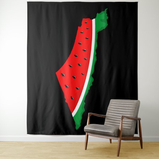 Palestina Kaart Watermeloen Symbool van de vrijhei Wandkleed (In situ)