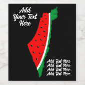 Palestina Kaart Watermeloen Symbool van de vrijhei Wijn Etiket (Enkel label)