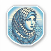 PALESTINA KEFFIYEH STEUN STICKER (Voorkant)