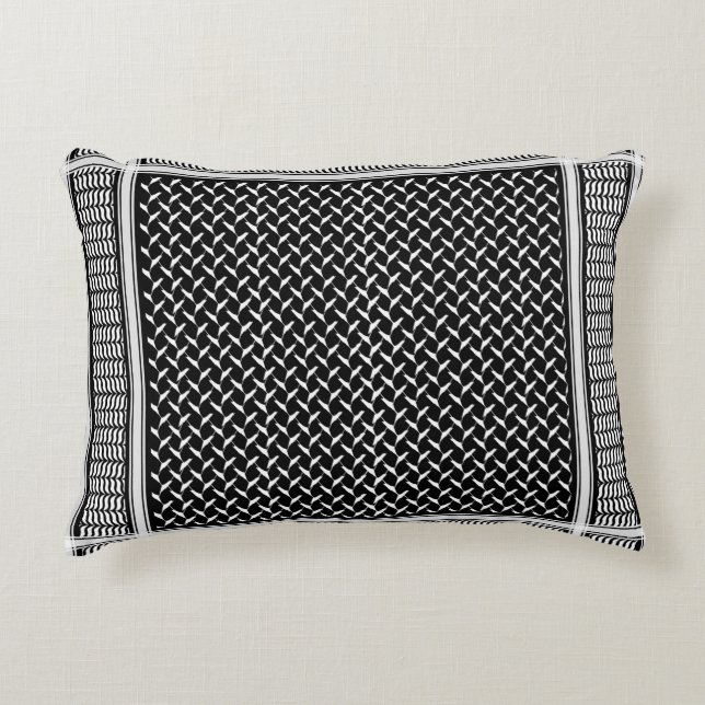 Palestina Kufiya | Zwarte Keffiyeh Tapestry Accent Kussen (Voorkant)