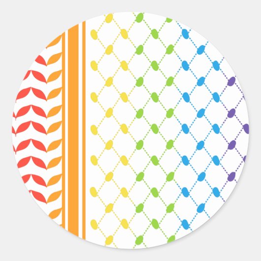 Palestina LGBT Rainbow Keffiyeh Patroon Sjaal Ronde Sticker (Voorkant)
