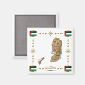 Palestina Map + Flags Magnet (Voorkant / Achterkant)